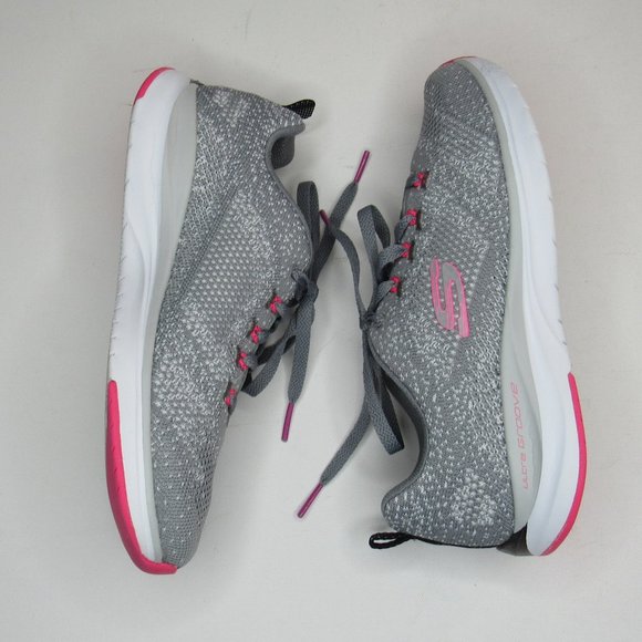 Skechers Flex Comfort Womens Shoes Air Cooled Memory Foam Size 8 Grey/Hot Pink - Picture 6 of 10